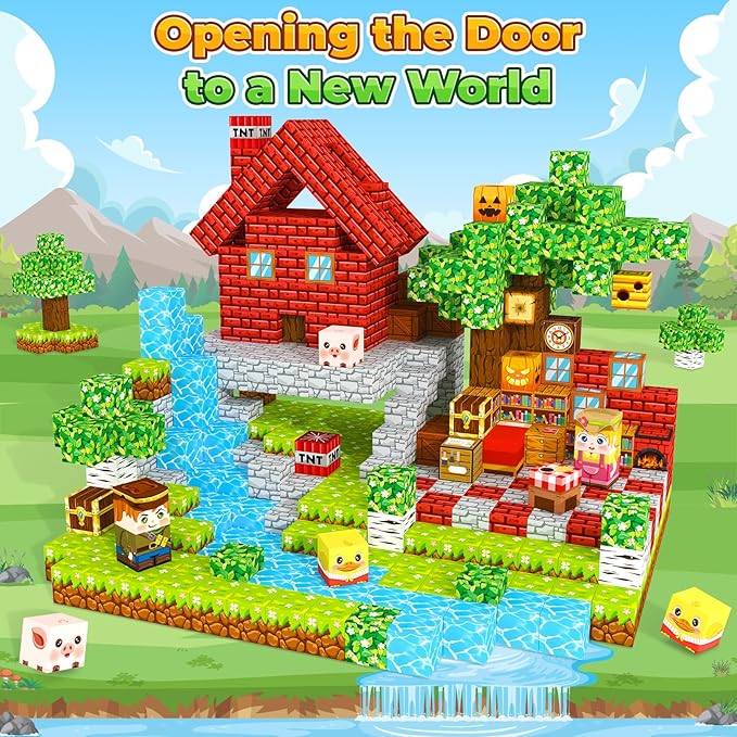 Magnetic Blocks Kids Games Building Toys for 3 4 5 6 7 8 9 10 11 12 Year Old Boys Girls, Magnetic Tiles Cubes STEM Sensory Toys for Toddler Travel Party Christmas Birthday Gifts