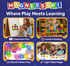 48PCS Magnetic Building Blocks – Montessori Inspired STEM Building Cubes for Kids – Educational Toys for Toddlers & Preschoolers Colorful Safe & Durable Magnet Cubes for Creative Learning