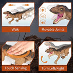 Remote Control Dinosaur Toys for Boys 3 4-7 8-12- RC Realistic Big T-Rex Gifts for Kids, Interactive Dino with Light Roar Spray Touch Sensing