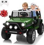 24V 4WD Ride on Truck Car w/800W Motors, Gift Flower, Remote Control, 2 Seaters, Light Bar, 3 Speeds, Pop Music, Power Four Wheels, 24 Volt Ride on Toy Car for Big Kids, Green