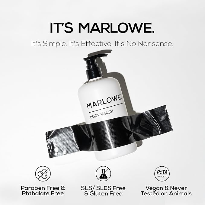 MARLOWE. No. 103 Body Wash 15 oz Pump, Santal, Energizing & Refreshing Shower Gel, Willow Bark & Green Tea Extracts, Cleanses, Moisturizes, Smooths & Nourishes, Warm Amber, Spice & Citron Scent