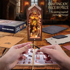 Book Nook Kit for Adult DIY Booknook Dollhouse Miniatures Bookshelf Insert Library Decor 3D Wooden Puzzle