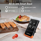 Wireless Bluetooth Smart Meat Thermometer: Standalone Base, Smart WiFi Thermometer with Sub-1G, 6 Sensors NIST Certified Accuracy, 2 Probes, for BBQ, Grill, Oven, Smoker, Rotisserie