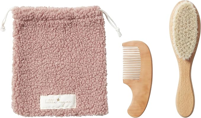 MYZI Baby Hair Brush Set – Soft Baby Brush Set for Newborns, Baby Comb and Brush Set Girl and Boy, Toddler Hair Brush and Toddler Comb - Baby Gift Set