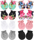 BQUBO Newborn Infant Toddler Mittens No Scratch Cotton Elastic Wrist Gloves Hypoallergenic for 0-6 Months Baby Boys Girls