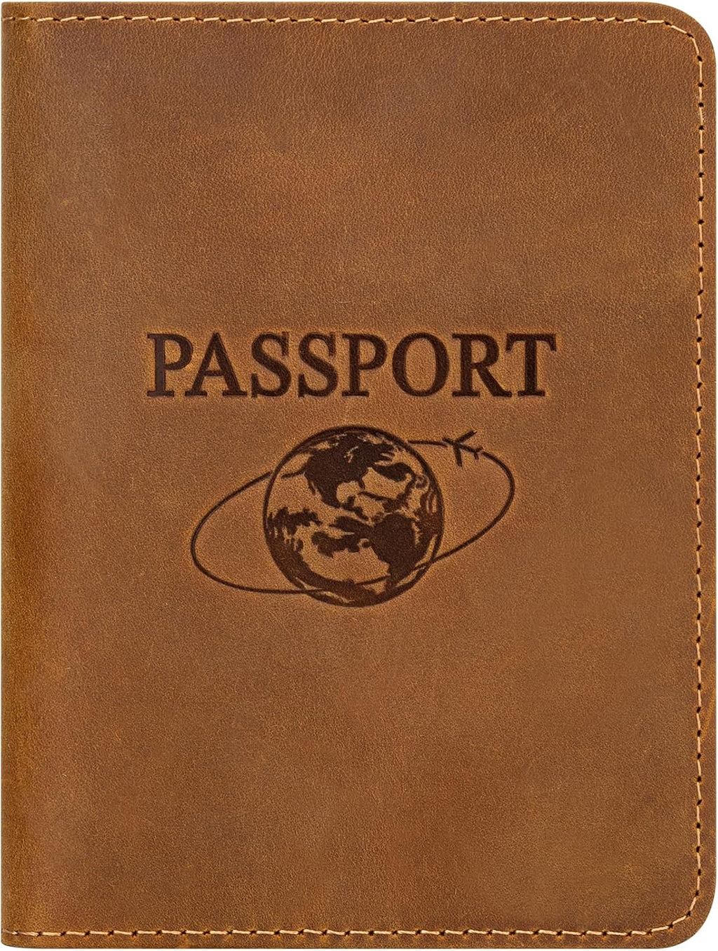 BIAOTIE Premium Leather Passport Holder Covers, Rfid Travel Wallet Passport Document Holder, Travel Essentials Wallet Cover Case for Men and Women (Light Brown)