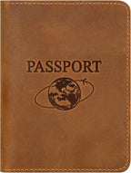 BIAOTIE Premium Leather Passport Holder Covers, Rfid Travel Wallet Passport Document Holder, Travel Essentials Wallet Cover Case for Men and Women (Light Brown)