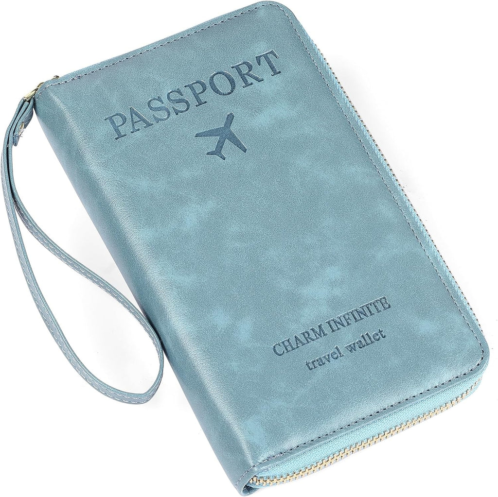 Leather RFID Blocking Passport Holder Travel Wallet, Passport Cover/Travel Wallet for Women/Men with