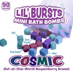 Tub Works Lil' Bursts Mini Bath Bombs for Kids, 90 Count, Cosmic | Nontoxic | Tiny With A Burst of Color, Foam & Bubbles | Customize With Fun Colors | Create Bath Art