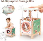 PairPear Wooden Activity Cube Montessori Toys Wooden Play Cube Activity Center Baby Busy Board Multifunctional Early Educational Development Toys Sensory Gifts for Toddlers Girls Boys 1 2 3 Year Old