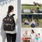 Diaper Bag with Changing Station, Multifunction Travel Baby Bag, Waterproof Baby Tote, Large Capacity Mommy Bag, Newborn Essentials Backpack Bag, Unisex, Black