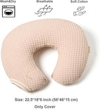Organic Cover for Nursing Pillow • Premium Quality 100% Cotton Oeko-Tex Standard • Cover for Breastfeeding and Bottle Feeding Pillow • Soft and Breathable • Only Cover (Poudre waffle)