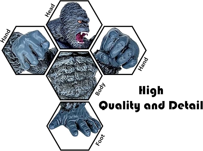 TwCare Giant King Kong vs Godzilla Attack Action Figure 11” Movie Series Fight Mode Gorilla Ape Solid Wild, Travel Bag