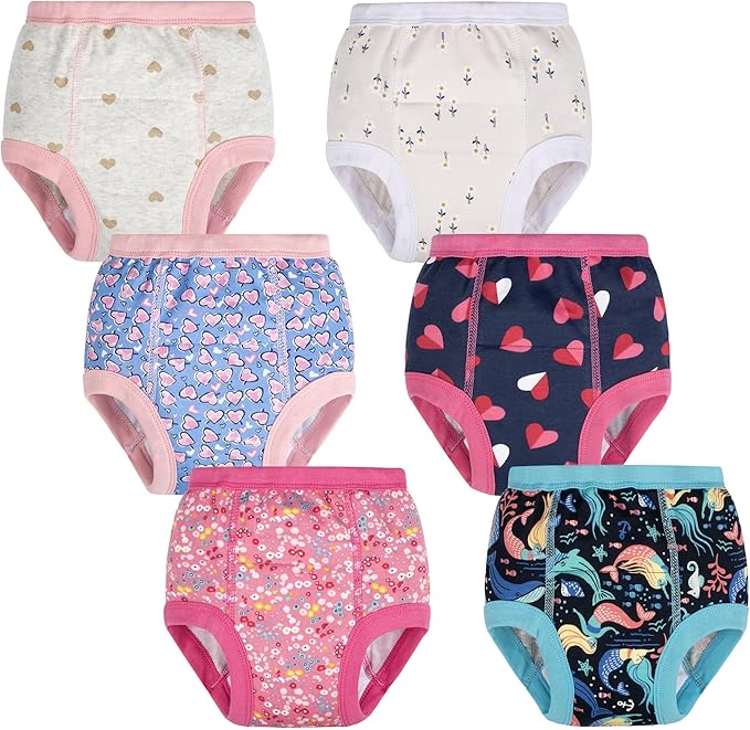 BIG ELEPHANT 6-Pack Potty Training Pants – 100% Cotton Absorbent Toddler Underwear for Boys and Girls (12M-10Y)