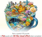 WOODBESTS Wooden Puzzles for Adults, Succulent Mug Wood Puzzles Adult(250 Pieces, L, 13.4 * 13.3in), Unique Shape Wooden Animal Jigsaw Puzzles, Birthday Gifts for Adults Family Game