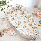 Baby Lounger Cover for Boys Girls, Reversible Baby Nest Cover, Adjustable Baby Lounger Replaceable Cover for Infant Newborn, Portable and Machine Washable, Cotton Gray Elephant Cover Only