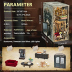 Book Nook Kit, DIY Miniature Dollhouse Book Nook Kit with Dust Cover and LED Light (Saisons Café)