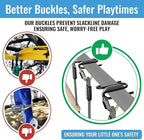 Ninja Warrior Obstacle Course for Kids – 2 x 50 ft Slacklines with 10 Weatherproof Obstacles – Monkey Net, Ratchet-Tight Technology, Supports Up to 880 lbs – Climbing & Swinging Equipment