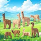 Toymany 8PCS Realistic Alpaca Figurines Llama Figures - Plastic Forest Jungle Animal Figurines, Christmas Birthday Toy Gift for Kids Boys Girls