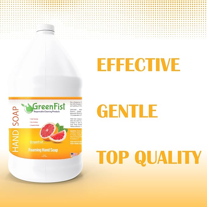 GreenFist Foaming Hand Soap Refills Jug Grapefruit Scent Foam Refill Made in USA, 128 ounce (1 Gallon)