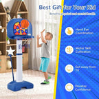Costzon Kids Basketball Hoop, 4-in-1 Toddler Sports Activity Center with 5 Adjustable Height, Basketball Golf Toss Ring Dart Board Game Set, Indoor Outdoor Toddler Basketball Hoop, Gift for Boys Girls