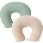 Konssy 2-Pack Muslin Nursing Pillow Covers, Soft & Adorable Nursing Covers for Breastfeeding Pillows, Slipcovers for Newborn Boys & Girls(Cream, Green)