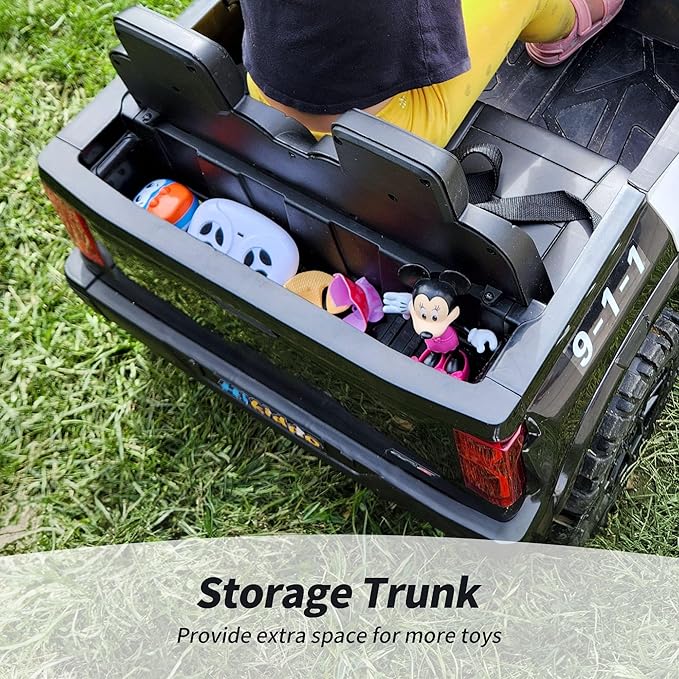 12V 7Ah Electric Police Car Ride on Toy for Big Kids, 2 Seater Kids Ride on Car SUV with Remote Control, Bluetooth - Black