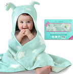 VOOVA & MOVAS Thick Baby Hooded Bath Towel - 100% Cotton,400GSM, 30.5x36 Inches,0-2Years, Super Absorbent Large Towel with Cute Dino Hood for Newborn, Baby, Infant, Dino
