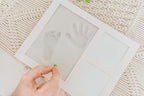 Baby Hand & Footprint Frame Keepsake Kit | Capture Milestone Moments with Safe Clay, Stencil Set & Wood Frame | Perfect Newborn Gift for Baby Showers | White
