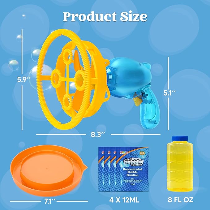 Sloosh Whale Bubble Gun with Refill Solution, Bubble Gun Machine Blower Toy for Kids, Adults, Summer, Party Favors, Easter Basket Stuffers, Birthday Gift