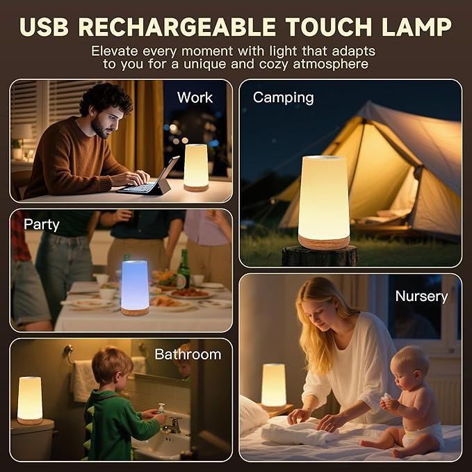 Night Light for Baby Nursery, 13 Colors Changing Touch Dimmable Night Lamp with Timer, Rechargeable Kids Night Light Portable for Bedtime Routine Baby Breastfeeding