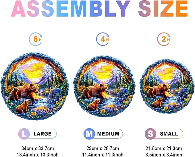 Wooden Puzzles for Adults and Kids - Bear Family Wooden Jigsaw Puzzle - Unique Animal Shaped Wood Puzzles Adult - Creative Birthday Gift Family Game 200pcs