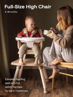 HARPPA 6 in 1 Baby High Chair, Convertible Infant Feeding Chair for Babies & Toddlers Table, Dining Booster Seat with Removable Tray, Khaki