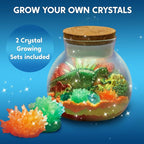Klever Kits Make Your Own Dinosaur Crystal Terrarium Crafts Kit for Kids-Crystal Growing Science 12 Color LED Night Light Birthday Gifts Toys for Kids