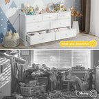 Vabches Kids Dresser Cabinet with 7 Drawers, Changing Table for Nursery, White Chest of Drawers, Baby Dresser, Kids Bedroom Furniture, Nightstand for Child’s Room, White