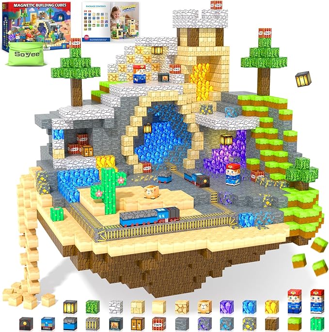 150 PCS Magnetic Blocks: Magnet Building Toys for Kids Ages 4-8, STEM Sensory Building Cubes for Toddlers, Build Mine Magnet World Set for 3-12 Boy Girl Years Old Birthday