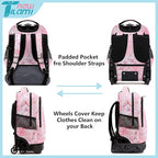 NEW TILAMI Girls & Boys Rolling Backpack - Moisture-Wicking, Adjustable Handle, Large Capacity, Perfect for School & Travel, Pink Flowers