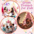 6 Pack Sleepovers Teepee Tent for Kids Bulk with Mattress Sheet Light,Natural Cotton Washable Indoor Play Tent for Birthday Slumber Party Girls Boys Pajama Movie Night Supplies(Light Pink)