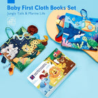 hahaland Baby Toys 0-6 Months - Crinkle Books for Babies 2PCS, Cloth Texture Tails Sensory Book 6-12 Months - Soft, Tummy Time, Montessori Toys 3 4 5 Month Newborn Twin Boys Gifts Travel Infant Toy