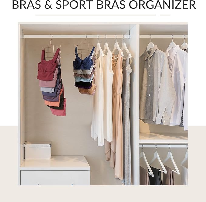 ZEDODIER Tank Top Hanger Space Saving, Bra Hangers for Closet Organizer, Hanging Bra Organizer Tank Tops Holder with 8 Hooks, Closet Organizers and Storage Small Space Solutions, Rose Gold