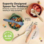 KeaBabies Silicone Baby Spoons, Self Feeding 6-12 months - 3-Pack Baby Weaning Eating Utensils, Toddler First Food Training Spoon, Infant, Kids Feeding Supplies Essential Set, Dishwasher-safe (Slate)