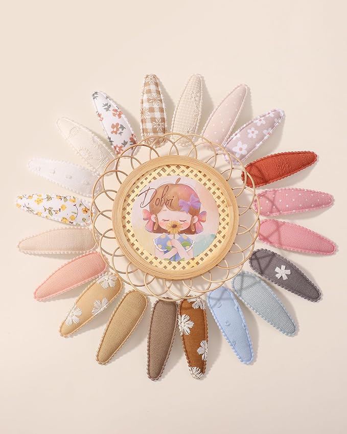doboi 40Pcs Toddler Hair Clips Baby Girl Hair Bows Clips Floral Print Non Slip Wrapped Snap Hairpins Flower Clips for Hair Barrettes Hair Accessories for Baby Toddler Girls Kids