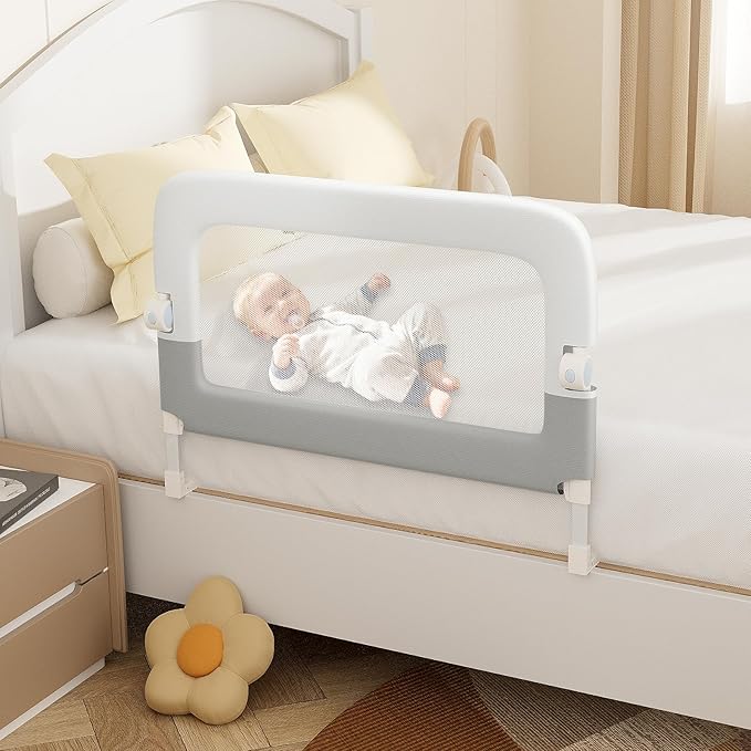 omzer Bed Rail for Toddlers - 32" Baby Bed Rail Guard for Kids Folding Up & Adjustable Heights,Portable Toddler Bed Rails Barrier for Crib, Twin, Bunk,Full Size, Queen & King Bed
