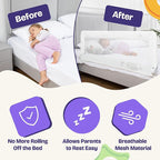 ComfyBumpy 1-Pack Bed Rail for Toddlers 55.5" L x 19.5" H | Toddler Bed Rails for Twin, Full, Queen & King Mattress Size | Swing Down Rail Guard | Mattress Side Rail for Kids | White