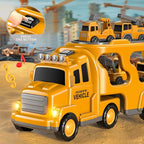7 in 1 Construction Trucks Cars for Toddlers 3-5, Boy Toddler Car Truck Toys with Light Sound, Birthday Gifts for 3 4 5 6 Year Old Boy