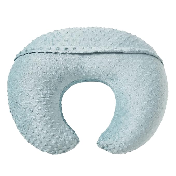 Nursing Pillow and Positioner, Breastfeeding, Bottle Feeding, Baby Sitting Support with Removable Ultra Soft Cover, Tummy Time Support for Baby Boys and Girls (Cloud Blue)