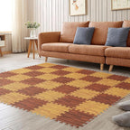 Skyweaver 36 Tiles Soft Non-Toxic Baby Play Mat for Floor EVA Foam Jigsaw Puzzle Play Mat, Interlocking Squares with 0.6inch for Babies, Toddlers & Kids Gym, Nursery, Playroom, Brown