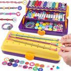Friendship Bracelet Making Kit with Storage Box,DIY String Bracelet Arts and Craft for Girls Aged 8-12,Kids' Travel Activity Toy Set,Birthday Gifts for Ages 6 7 8 9 10 11 12 Year Old (Yellow/Purple)