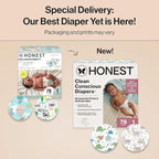 The Honest Company Clean Conscious Diapers for Delicate Skin | Up to 100% Leakproof | Hypoallergenic, Fragrance Free | Gender Neutral | Club Box, Size 1 (8-14 lbs), 78 Count (Prints May Vary)