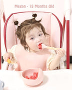 Ginbear Silicone Baby Spoons and Forks Self-feeding 12-18 Months, Soft-Tip Baby Flatware Sets for Girl, Toddler Feeding Utensils for Child, 4 Piece Set (Mauve/Pink)